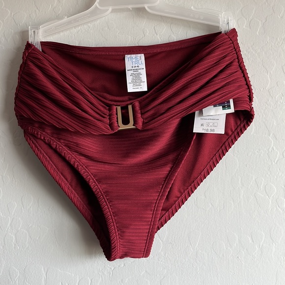 Time and Tru Maroon Two-Piece Bikini Swim Suit Size S (4-6) - Picture 10 of 14